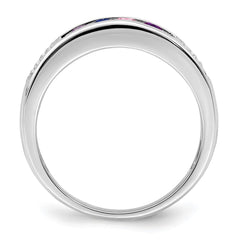 14K White Gold Family Jewelry Genuine Stone & Diamond Set Ring - 24