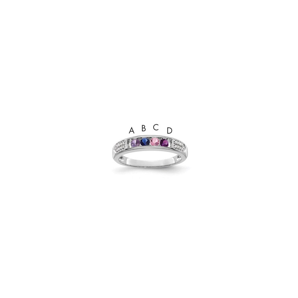 14K White Gold Family Jewelry Genuine Stone & Diamond Set Ring - 24