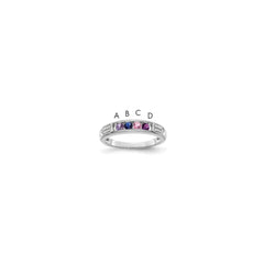 14K White Gold Family Jewelry Genuine Stone & Diamond Set Ring - 24