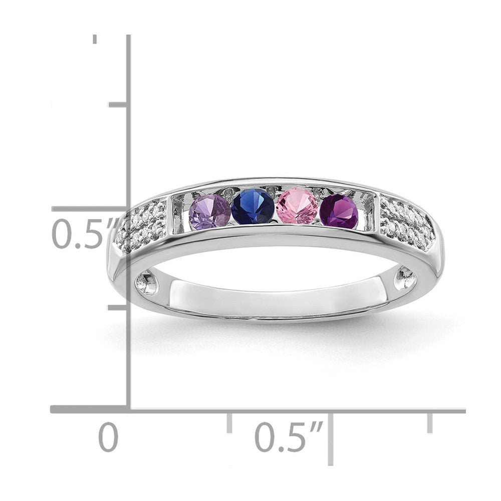 14K White Gold Family Jewelry Genuine Stone & Diamond Set Ring - 24