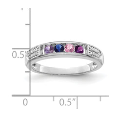 14K White Gold Family Jewelry Genuine Stone & Diamond Set Ring - 24