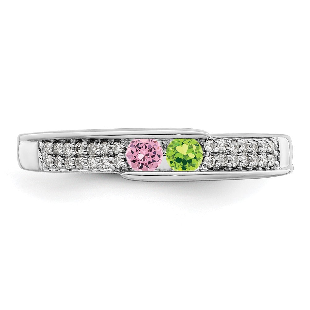 14K White Gold Family Jewelry Genuine Stone & Diamond Set Ring - 49