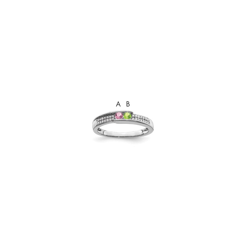 14K White Gold Family Jewelry Genuine Stone & Diamond Set Ring - 49