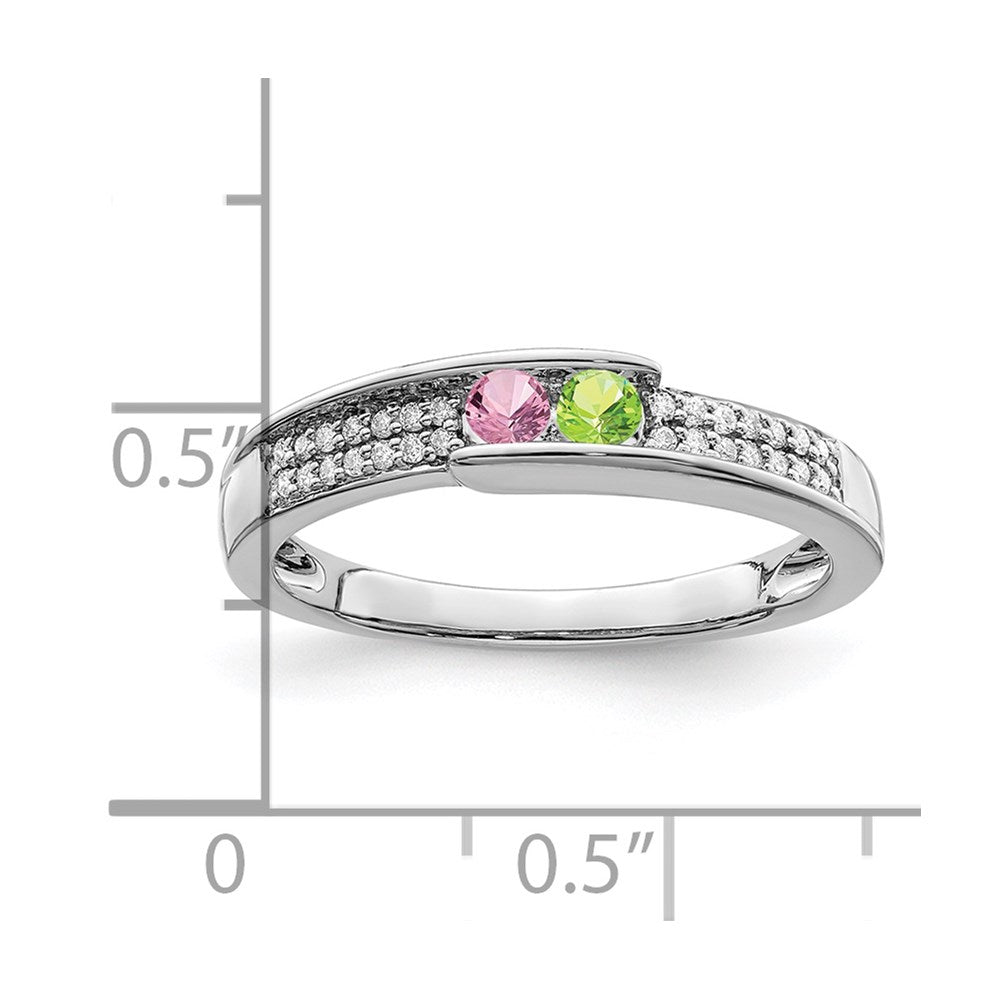 14K White Gold Family Jewelry Genuine Stone & Diamond Set Ring - 49