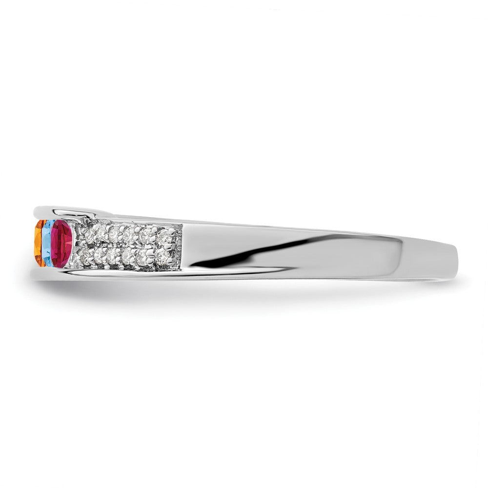14K White Gold Family Jewelry Synthetic Stone & Diamond Set Ring - 53