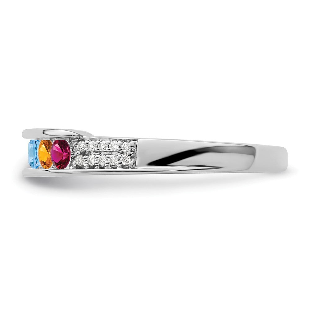 14K White Gold Family Jewelry Synthetic Stone & Diamond Set Ring - 54