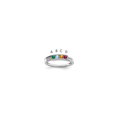 14K White Gold Family Jewelry Genuine Stone & Diamond Set Ring - 50