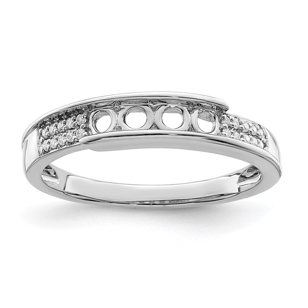 14K White Gold Family Jewelry Genuine Stone & Diamond Set Ring - 50