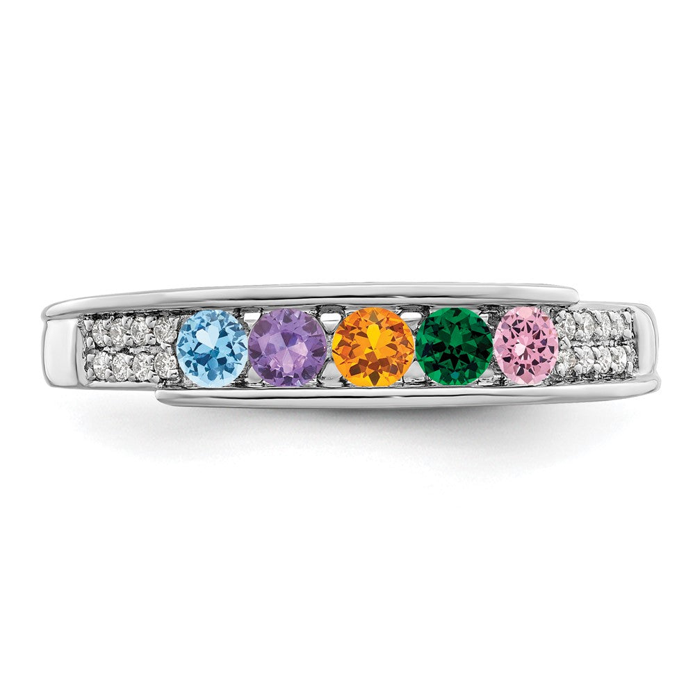 14K White Gold Family Jewelry Genuine Stone & Diamond Set Ring - 51