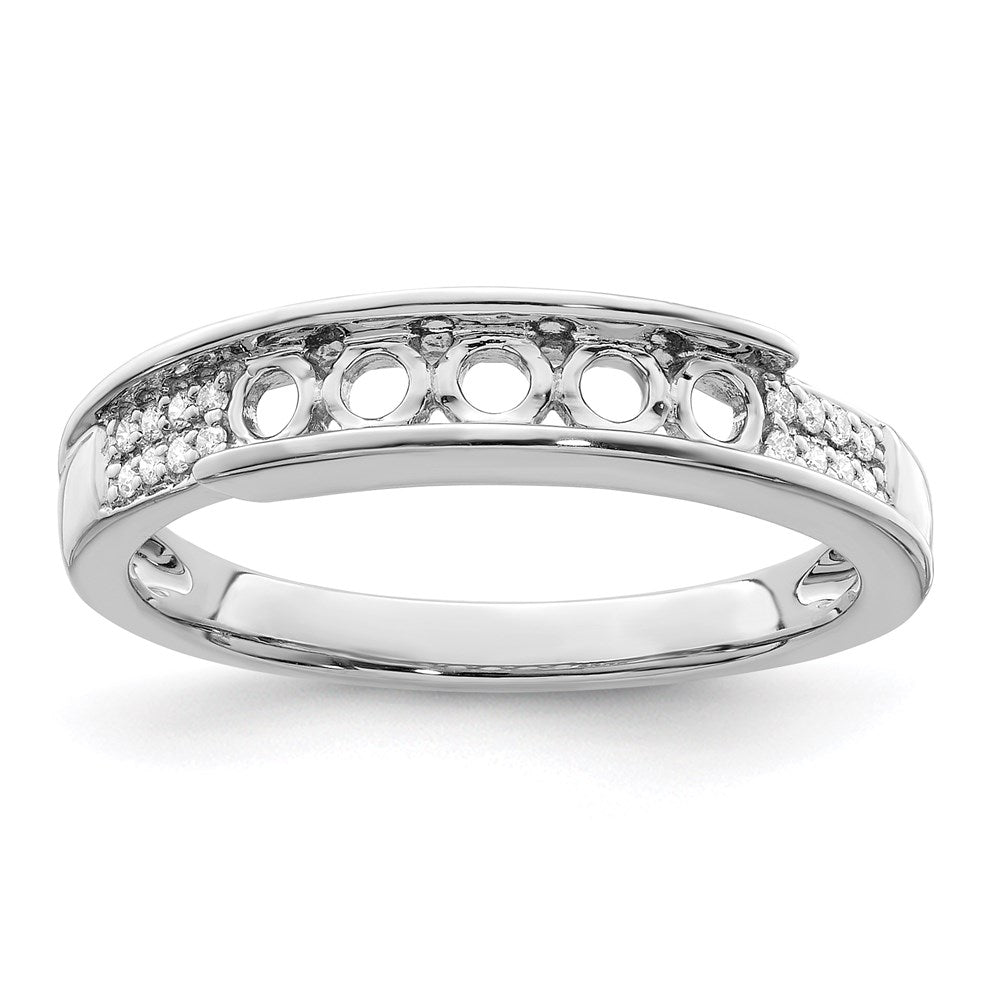 14K White Gold Family Jewelry Genuine Stone & Diamond Set Ring - 51