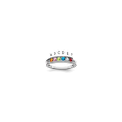 14K White Gold Family Jewelry Synthetic Stone & Diamond Set Ring - 3