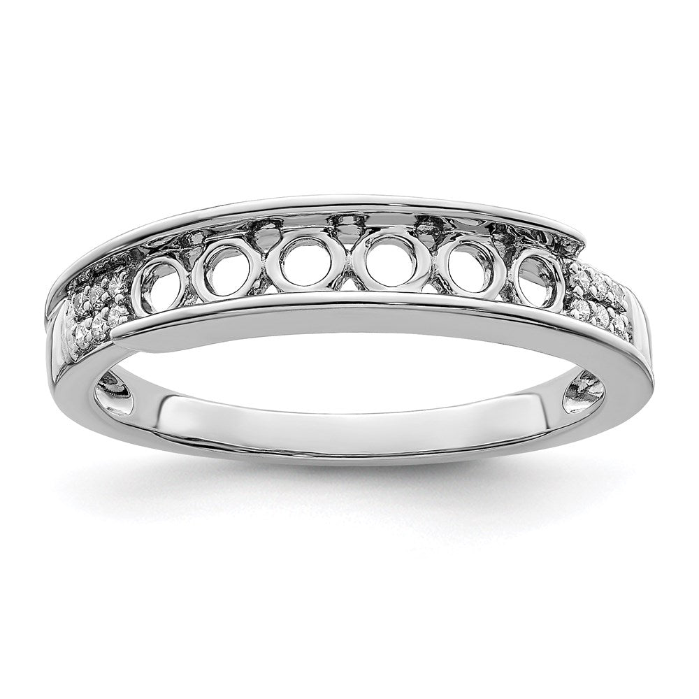 14K White Gold Family Jewelry Synthetic Stone & Diamond Set Ring - 3