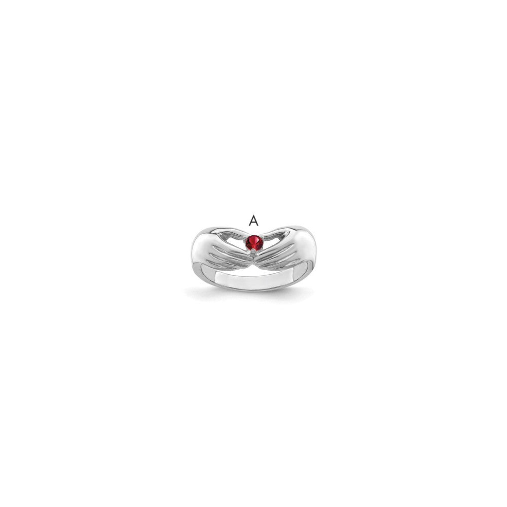 14k White Gold 1 Synthetic Stone Family Ring - 2