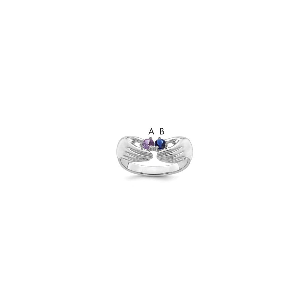 14k White Gold 2 Synthetic Stone Family Ring - 2