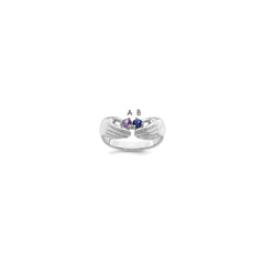 14k White Gold 2 Synthetic Stone Family Ring - 2