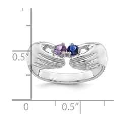 14k White Gold 2 Synthetic Stone Family Ring - 2