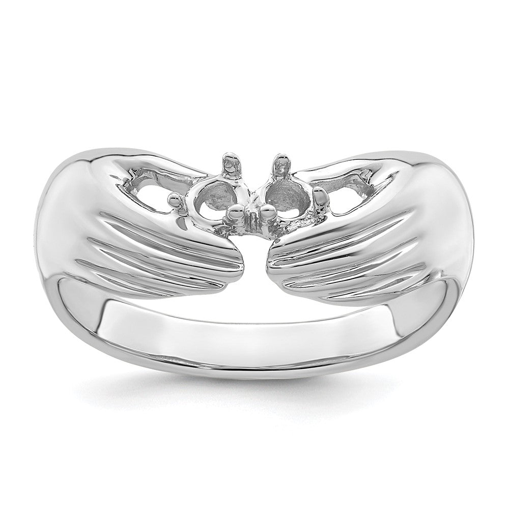 14k White Gold 2 Synthetic Stone Family Ring - 2