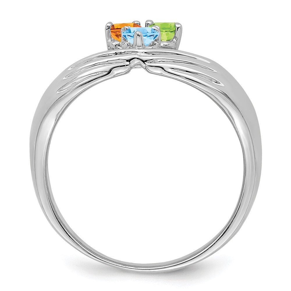 14k White Gold 3 Synthetic Stone Family Ring
