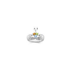14k White Gold 3 Synthetic Stone Family Ring