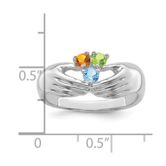 14k White Gold 3 Synthetic Stone Family Ring