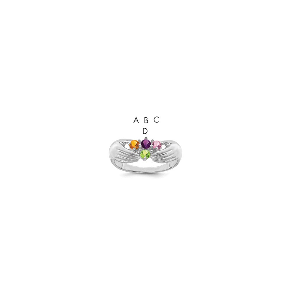 14k White Gold 4 Synthetic Stone Family Ring - 2
