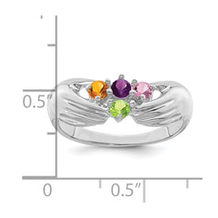 14k White Gold 4 Synthetic Stone Family Ring - 2
