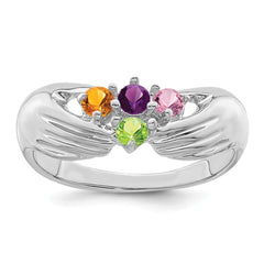 14k White Gold 4 Synthetic Stone Family Ring - 2