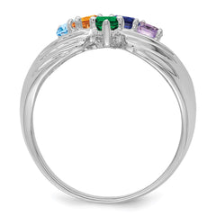 14k White Gold 5 Synthetic Stone Family Ring