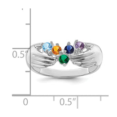 14k White Gold 5 Synthetic Stone Family Ring