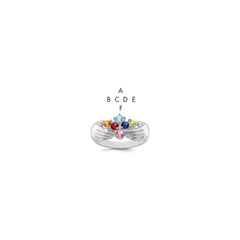 14k White Gold 6 Synthetic Stone Family Ring
