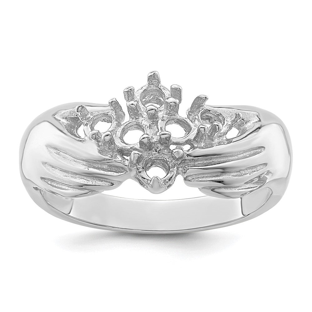 14k White Gold 6 Synthetic Stone Family Ring