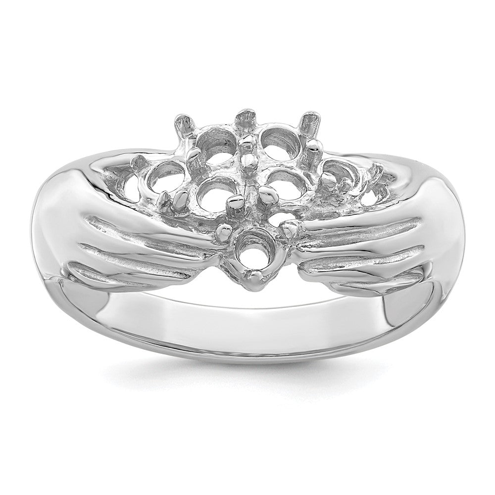 14k White Gold 7 Genuine Stone Family Ring