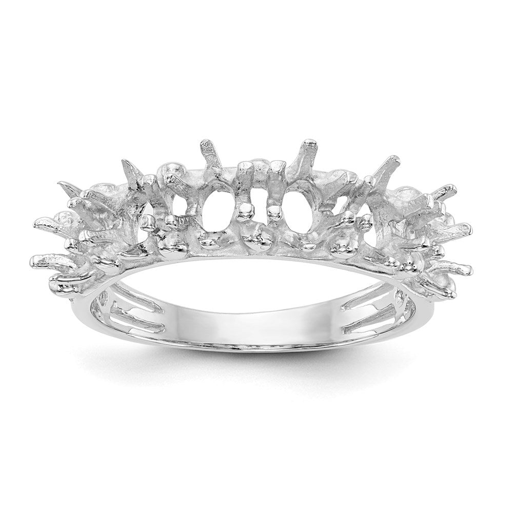 14k White Gold 6 Stone Family Ring Mounting - 2