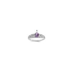 14k White Gold 1 Genuine Stone Family Ring - 2