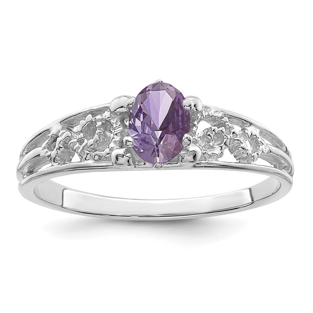 14k White Gold 1 Genuine Stone Family Ring - 2