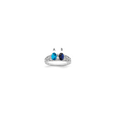 14k White Gold 2 Genuine Stone Family Ring - 2