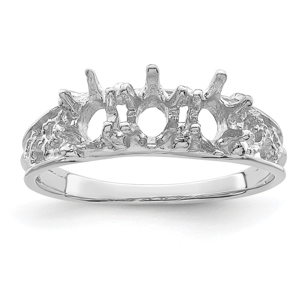 14k White Gold 3 Genuine Stone Family Ring - 2