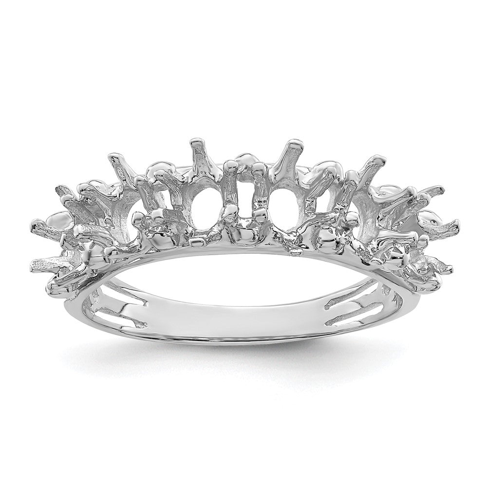 14k White Gold 6 Synthetic Stone Family Ring - 2
