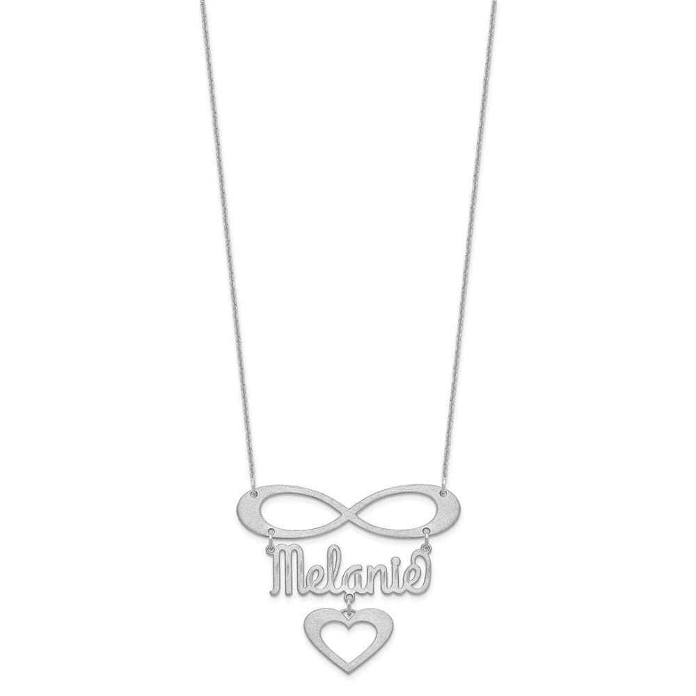 10k White Gold Brushed Infinity/Heart and Name Necklace