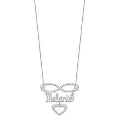 14k White Gold Brushed Infinity/Heart and Name Necklace