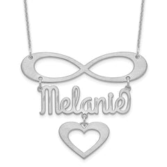 10k White Gold Brushed Infinity/Heart and Name Necklace