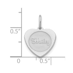 10k White Gold Small Heart Disc Name Charm
