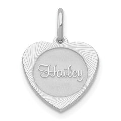 10k White Gold Small Heart Disc Name Charm