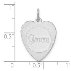 10k White Gold Heart Disc Name Charm