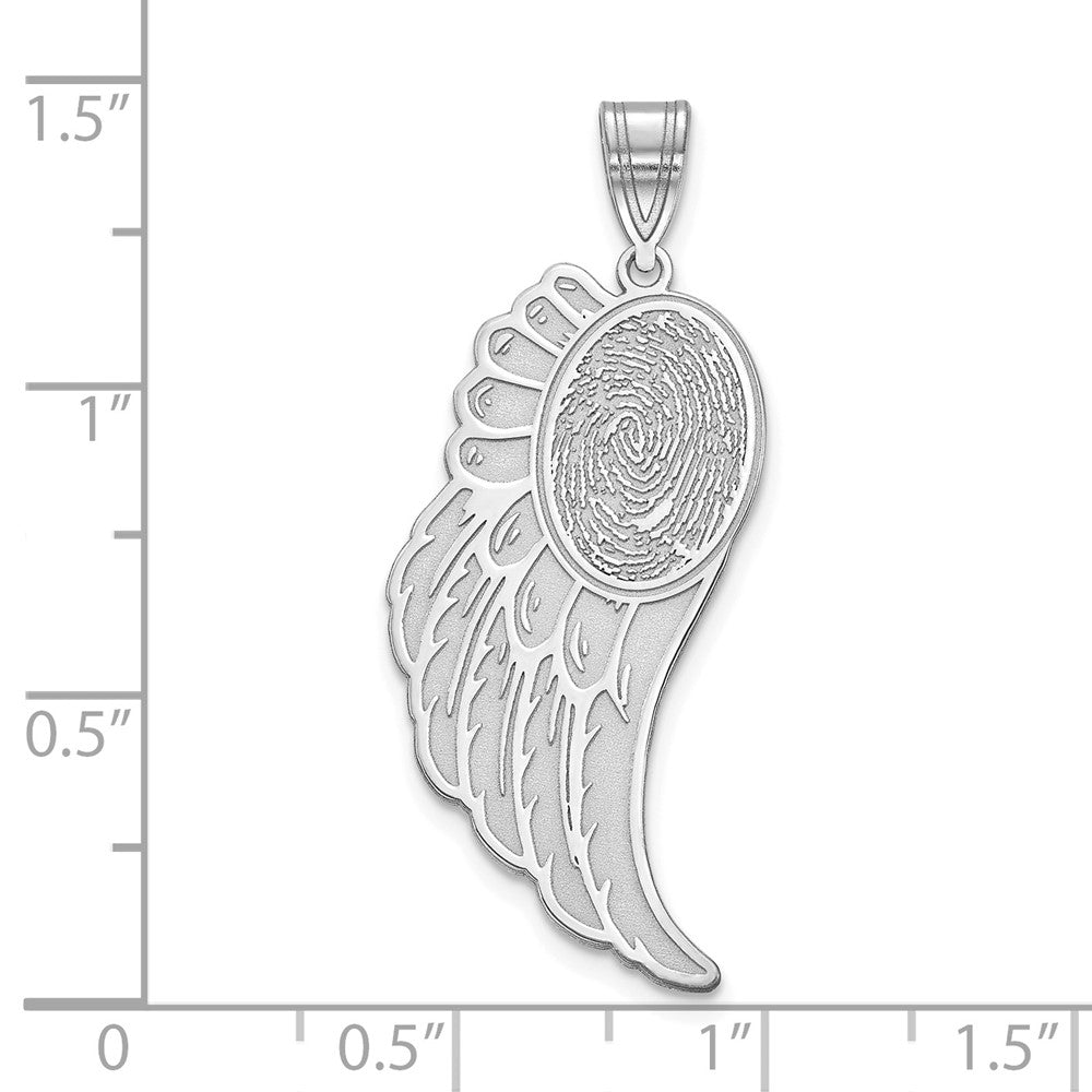 10k White Gold Angel Wing Fingerprint Pendant