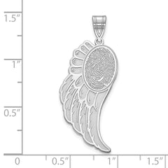 14k White Gold Angel Wing Fingerprint Pendant