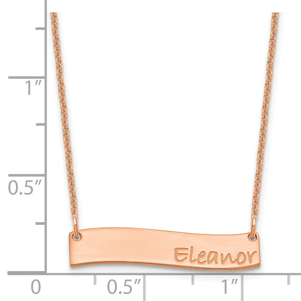 14k Rose Gold Small BRADLEY HAND Curved Bar Necklace