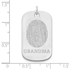 10k White Gold  Fingerprint Dog Tag