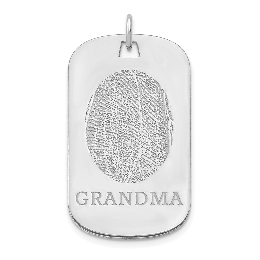 10k White Gold  Fingerprint Dog Tag