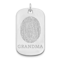 10k White Gold  Fingerprint Dog Tag